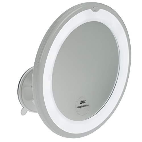 Fantasy Compact Mirror Mark Model LED-spiegel, wit plastic, met zeer felle LED-verlichting