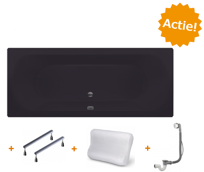 XENZ Beterbad Lagoon duobad 180 x 80 cm mat antraciet