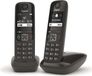 GIGASET AS690 Duo, set de téléphone sans fil, fonction mains libres, 100 contacts, 14 heures d'autonomie en conversation, blanc