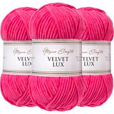 Utopia Crafts Velvet Lux Chenille Garen 3x100g - Kauwgomroze