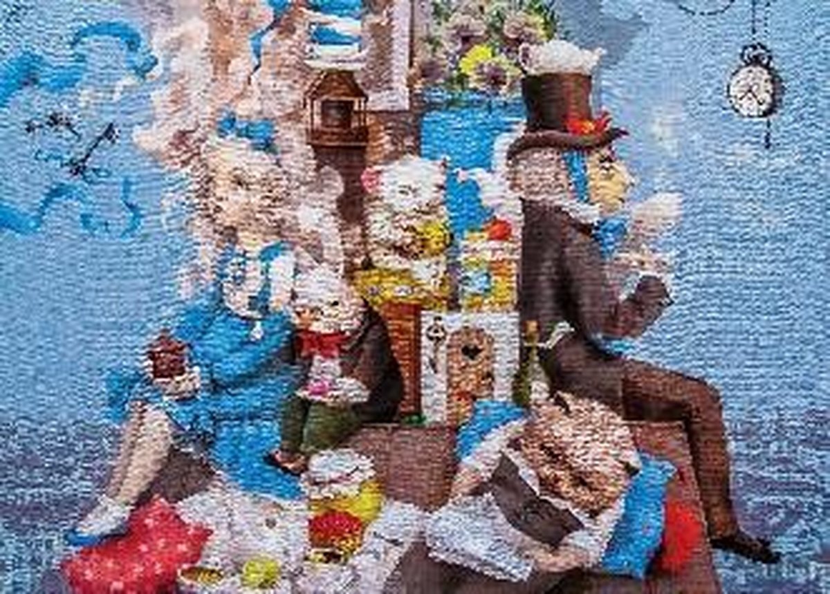 Davici Houten puzzel voor volwassenen en kinderen, unieke puzzel voor het hele gezin, 350 delen, collectie 2 - Alice' gek theeparty