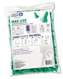 Honeywell Howard Leight 1013048 Max Lite Wegwerp schuimrubberen oordopjes, navulverpakking, SNR 34, groen, T-vorm, zonder kabel (navulzak met ritssluiting, 200 paar)