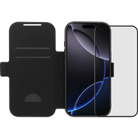 BlueBuilt Apple iPhone 17 Pro Book Case Leer Zwart + Screenprotector Glas