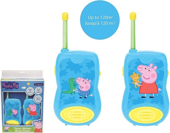 Lexibook 8597478 TW12PP Peppa Pig Walkie-talkies, voor kinderen, riemclip, batterij, blauw