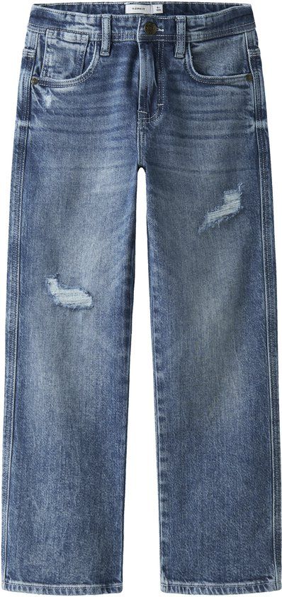 NAME IT Jongens Straight Fit Jeans Medium Blue Denim Katoen Elastaan Maat 134