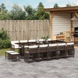 Prolenta Maison Exclusive Tuinset voor buiten, 15-delig, met kussens, bruin, van gevlochten polyraan