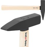 KOTARBAU® Voorhamer, 0,3 kg, Sloophamer, Staal, Slotenhamer, Ergonomisch, Zware, Hamer Voor Sloopwerk, Slotenmaker Hamer, Sloophamer Met Houten Steel, 26 cm, Zwart Natuurlijk