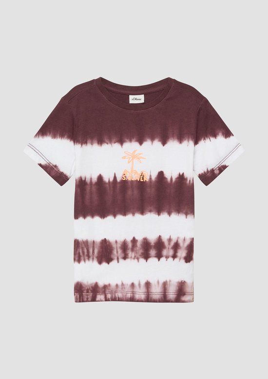 s.Oliver T-shirt gestreept roestkleuren katoen korte mouw ronde hals 104/110