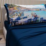 PETTI Artigiani Italiani - Katoenen beddengoed met kussenslopen met digitale print, eenpersoonsbed, beddengoedset Griekenland nachtblauw, 100% Made in Italy