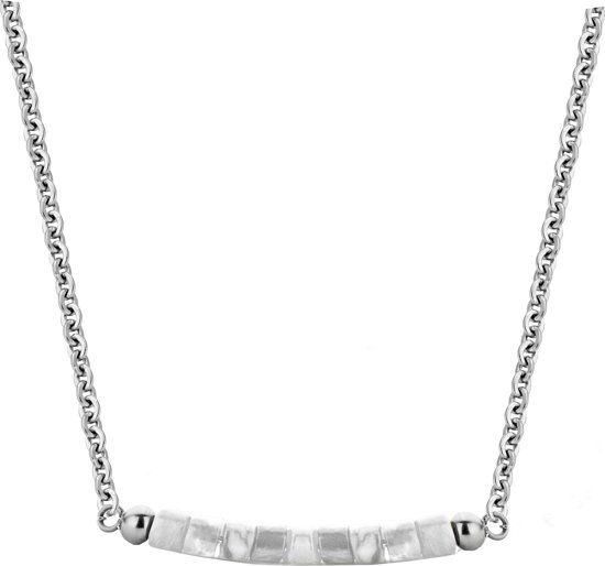 CO88 Collection Serenity Collier 8CN 26100 - Howliet 5 mm - Zilverkleurig / Wit / Grijs