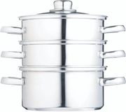 KitchenCraft Casserole à vapeur / Casserole à soupe en 3 couches dans un coffret cadeau, Inductie, Acier inoxydable, 16 cm