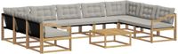 vidaXL Hoek loungeset 9 zitplaatsen Wit en lichtgrijs Acacia hout