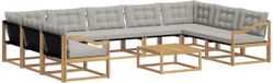 vidaXL Hoek loungeset 9 zitplaatsen Wit en lichtgrijs Acacia hout