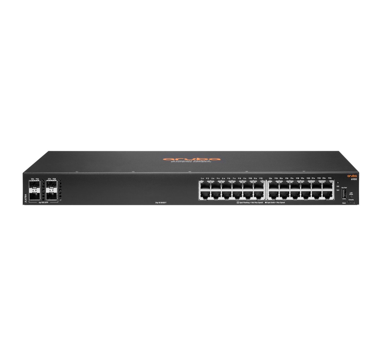 Aruba 6100 24-Port Gigabit Ethernet L3 Managed Switch with 4 SFP+ Slots - Black