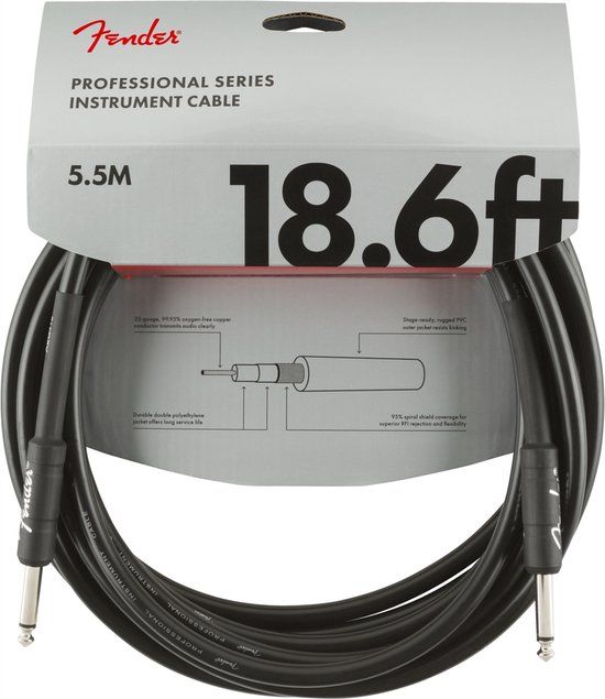 Fender Professional Instrument Cable BLK 5,5 m - Gitaarkabel
