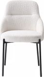Vente-unique Set van 2 stoelen in bouclé en zwart metaal - Wit - LIAMONA