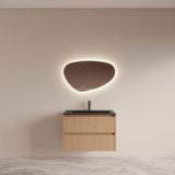 Boss & Wessing BWS Badmeubelset Riga met Asia Wastafel Zwart 80 cm Licht Eiken Japandi