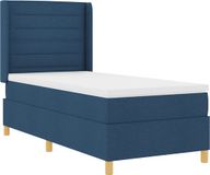 vidaXL Boxspringbed met LED-stripverlichting Blauw 90 x 190 cm Stof