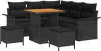 vidaXL - Tuinbank - Set - 8 - st - 7-Aantal - zitplaatsen - Zwart