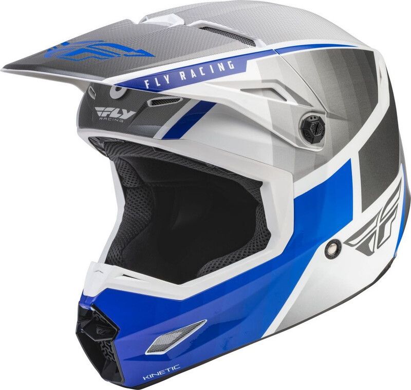 Fly Racing Kinetic Drift Helm - Wit/Blauw - 2023