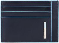 PIQUADRO Leren Kaarthouder Blue Square Pocket Credit Card Pouch RFID Blu Notte Blauw