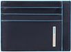 PIQUADRO Leren Kaarthouder Blue Square Pocket Credit Card Pouch RFID Blu Notte Blauw