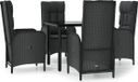 vidaXL Ensemble de jardin 5 pièces avec coussins poly rotin noir