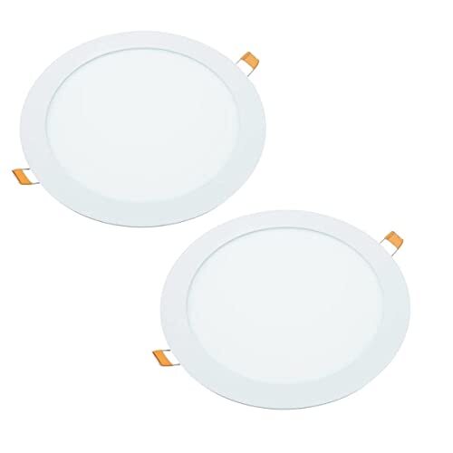 JANDEI - Set van 2 18W LED inbouw plafondlampen, downlights rond, plat, met mat witte aluminium ring, driver inbegrepen, neutraal wit licht 4200K