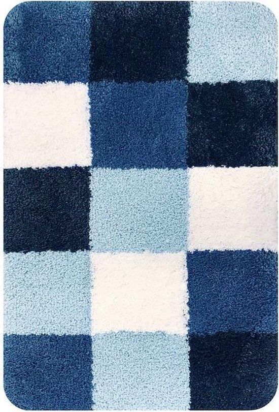 Dutch House Badmat Brest - 60x90 cm - Blauw - Katoen - Geruit