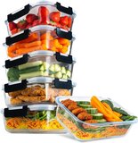 Vivid Green Vershoudbakjes Glas - 6 stuks - Meal Prep Bakjes - Diepvriesbakjes - 1050ml - Transparant | Glas