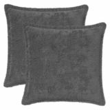 vidaXL Kussensloop 2 st houten donkergrijs 45 x 45 cm nep konijnenbont