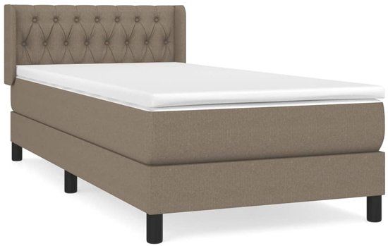 vidaXL Boxspring met matras stof taupe 90x190 cm
