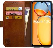 Rosso Element Hoesje Geschikt voor Xiaomi Redmi 13C / Poco C65 | Wallet Book Case | Portemonnee | 3 Pasjes | Magneetsluiting | Stand Functie | Bruin