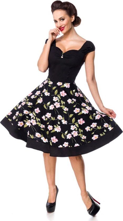 Belsira Vintage Dames Midi-jurk - Zwart - XL
