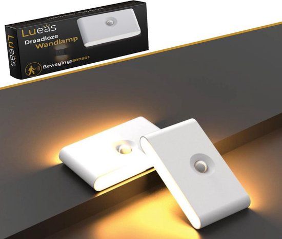 Lueas® Compacte LED Nachtlamp met Bewegingssensor - Draadloos & USB Oplaadbaar