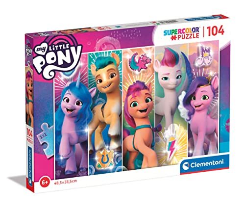 Clementoni My Little Pony Supercolor Pony-104 stukjes, Made in Italy, 6 jaar, cartoon, puzzel kinderen, meerkleurig, medium, 25732