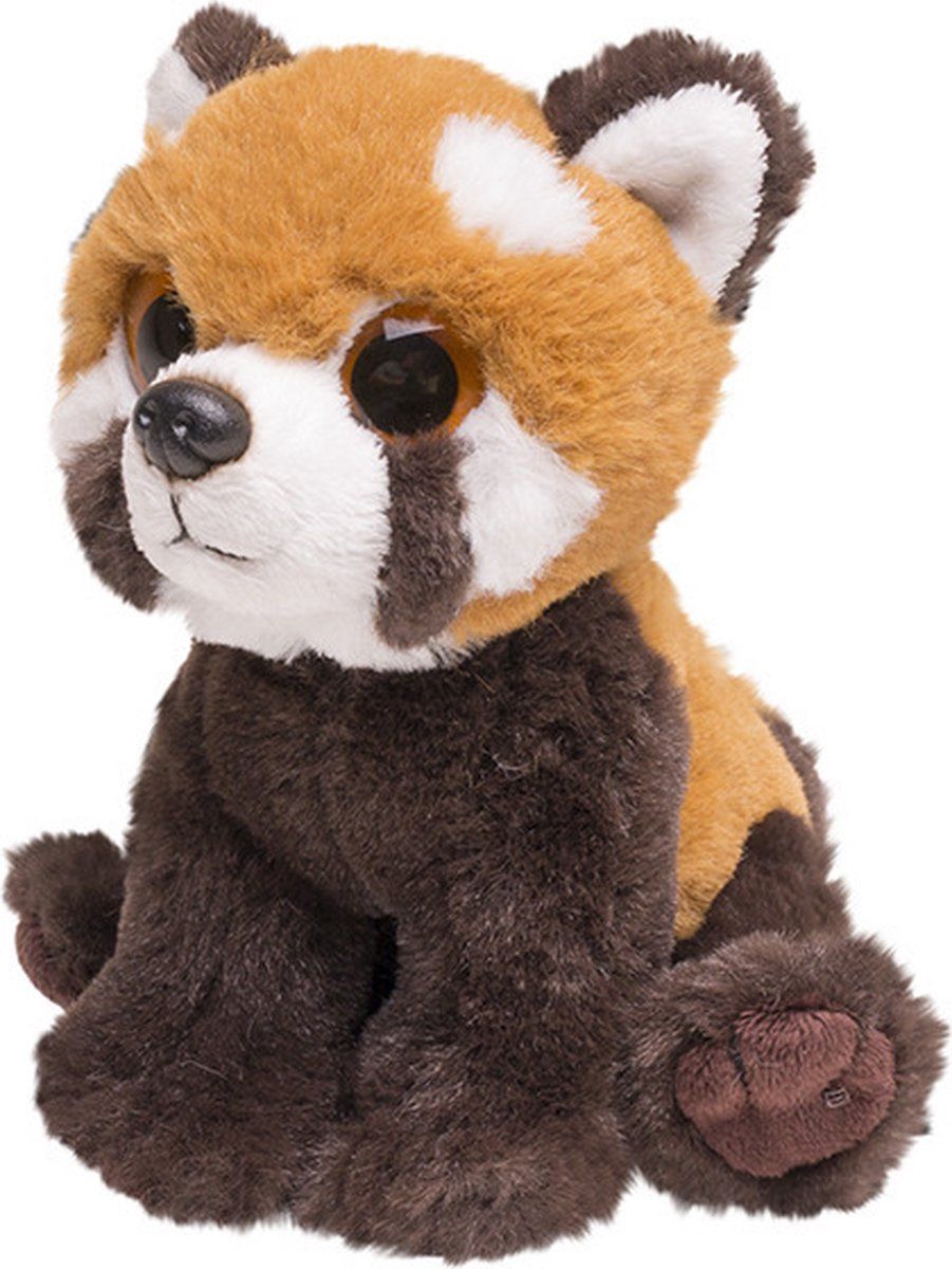 Nature Planet Pluche rode panda knuffeldier 13 cm - Speelgoed dieren knuffels cadeau voor kinderen