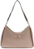GUESS Anise Double Zip Shoulder Bag Dark Taupe Logo