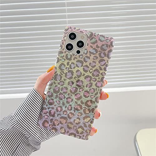 MXBXLG Panda MXBXLG Zachte Siliconen Telefoon Case voor iPhone 12 Pro 11 Pro Max X XS XR 7 8 Plus Vierkant Ontwerp Gradiënt Luipaard Droom Shell patroon Cover, 2,Voor iPhone SE 2020