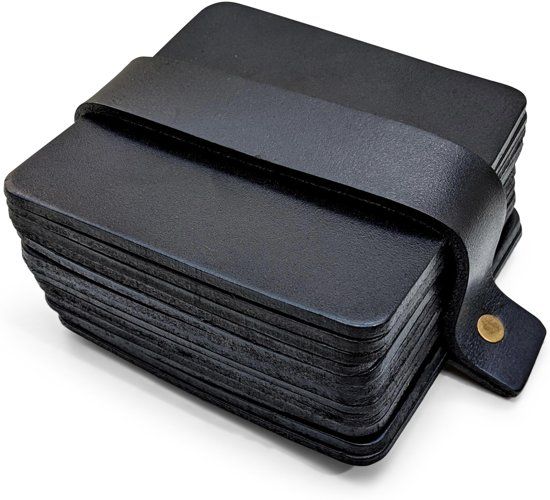 Brute Strength Leren Onderzetters - Vierkant - 14 stuks - Zwart