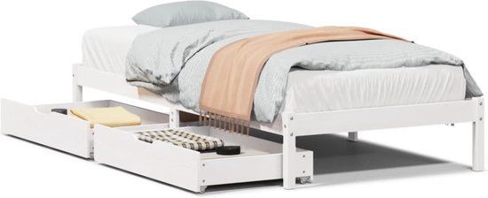 vidaXL Bedframe - Massief Grenenhout - Wit - 90x190 cm