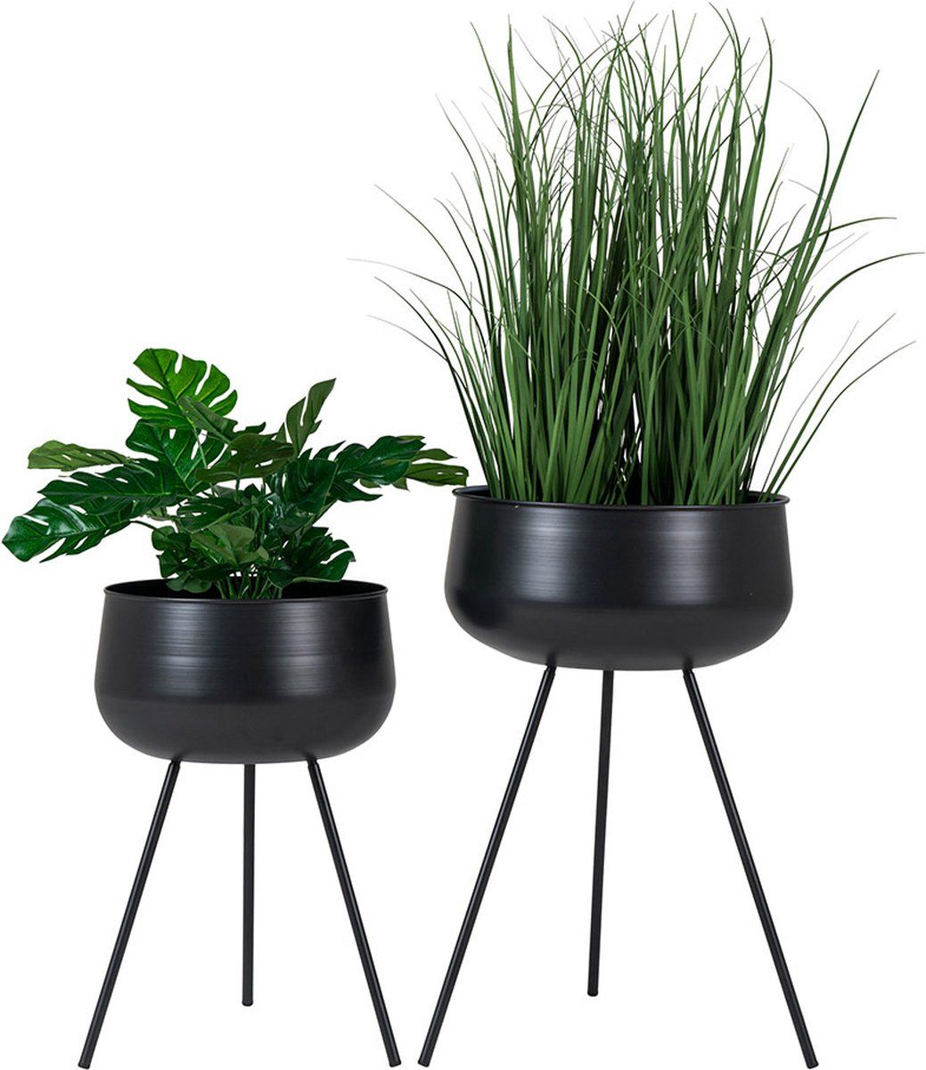 HOUSE COLLECTION Plantenstandaard Set Thora - Zwart - Staal