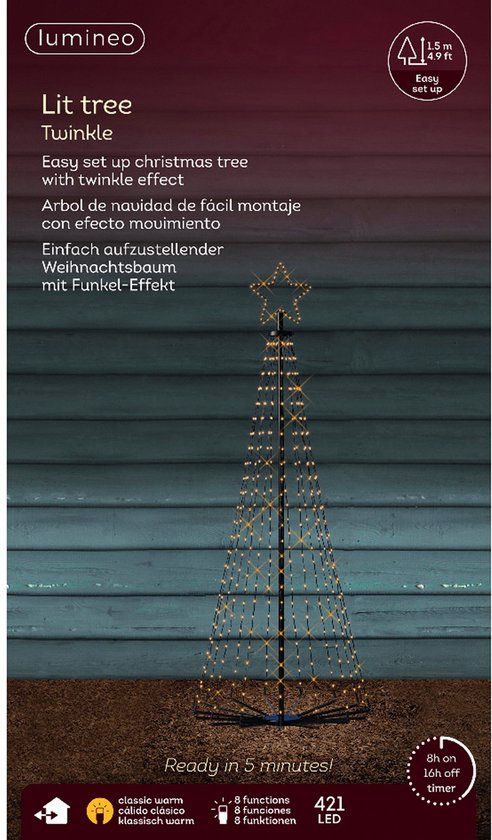 Lumineo LED Kerstboom met Ster - 421 LEDs - D60 x H150 cm - Klassiek Warm - Buiten