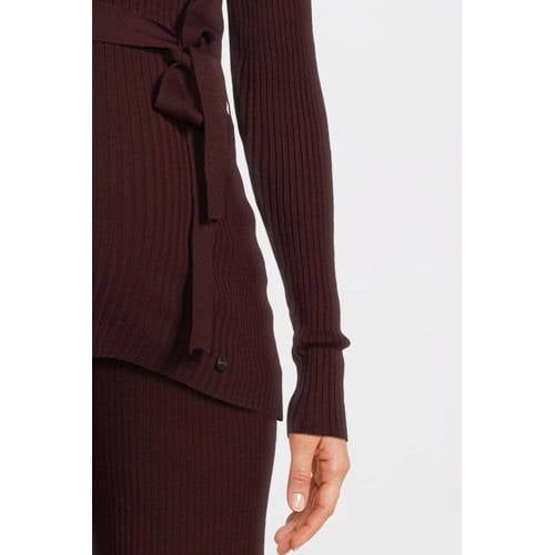 LOVE2WAIT zwangerschaps longsleeve donkerrood rib gebreid