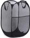 Sans marque Panier à linge pliable - Sac à linge - Noir - Polyester/Acier - Rond - 36x58x36 cm