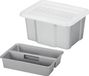 Sunware boîte de rangement - plastique - 24 litres - gris clair - 42 x 33 x 22 cm - avec couvercle - et plateau organisateur