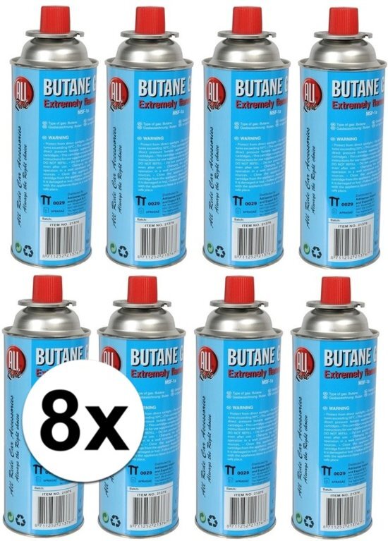 Alrides 8x Kookstel gasflessen butaan gas - 8 stuks a 227 gram - gasbus navulling