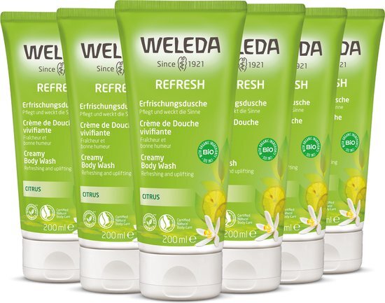 WELEDA - Refresh Douchecr&#232;me - Citrus - Voordeelverpakking - 6x200ml - 100% natuurlijk