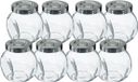 5Five Set de pots à épices - 8x pièces de 200 ml - verre - avec couvercle en acier inoxydable - hermétique - étagère à épices de cuisine