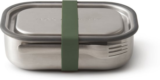 Black & Blum Black+Blum Lunchbox - Incl. Vork en Olijf Siliconen Band - 22x14.7x5 cm - 900 ml - RVS